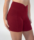 Lavoréa Ruched Waist Pocket Shorts in Burgundy, organic cotton, photo 1 of 2