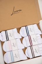 Lavoréa sock packaging, six colors in the branded mailer box