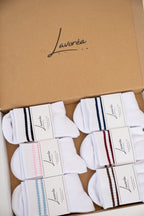 Lavoréa sock packaging, six colors in the branded mailer box