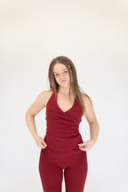 Lavoréa Halter Neck Bra Top in Burgundy, organic cotton, photo 1 of 5