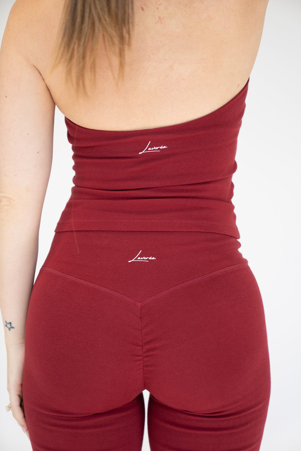 Lavoréa Halter Neck Bra Top in Burgundy, organic cotton, photo 2 of 5