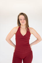 Lavoréa Halter Neck Bra Top in Burgundy, organic cotton, photo 3 of 5