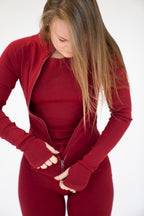Lavoréa Training Jacket with Pockets in Burgundy, organic cotton, photo 2 of 5