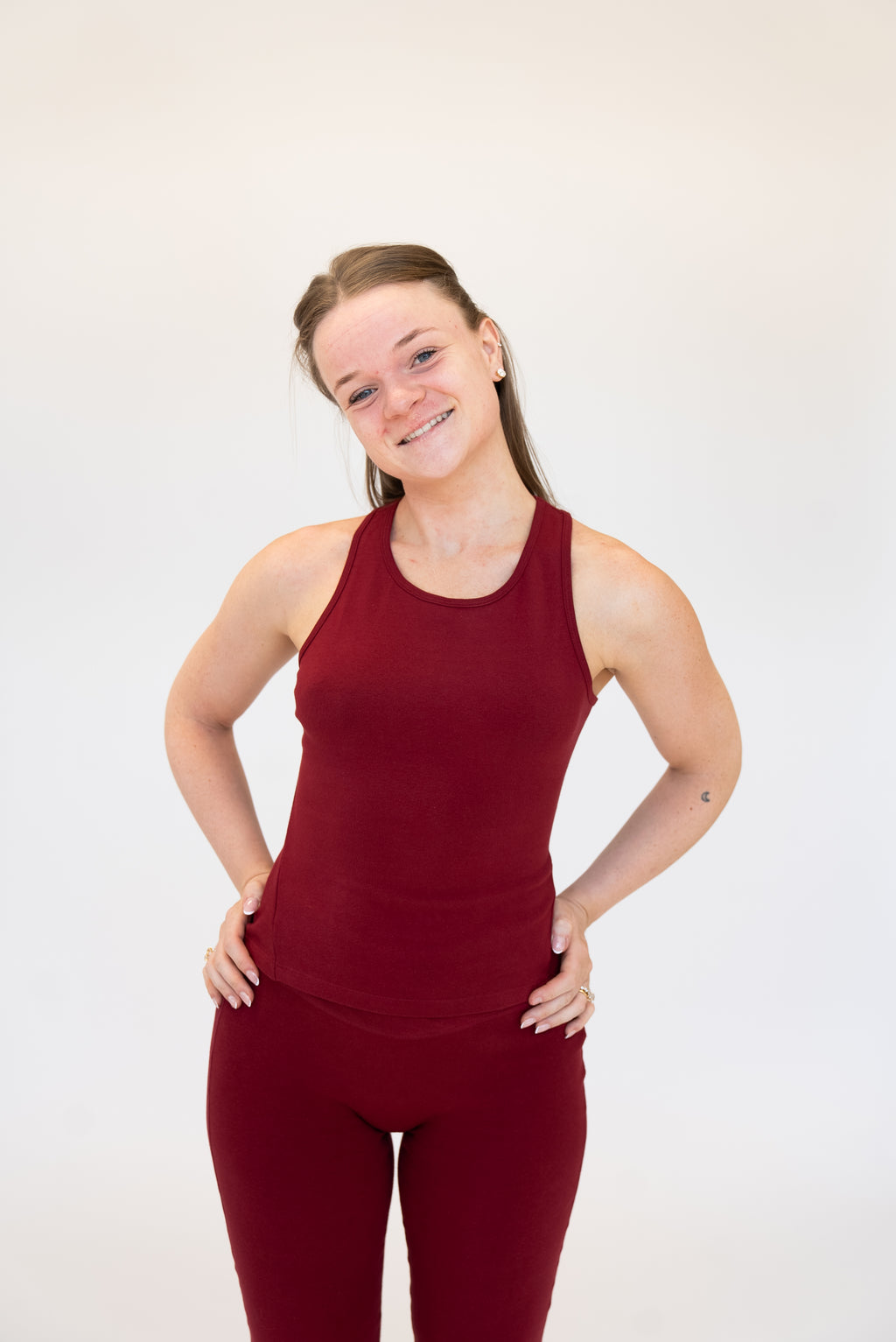 Lavoréa Classic Racerback Top in Burgundy, organic cotton, photo 4 of 4
