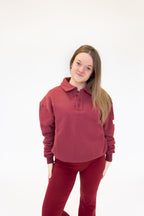 Lavoréa Oversized Heavy Premium Polo Sweater in Burgundy, organic cotton, photo 2 of 2
