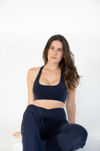 Lavoréa Everyday Sports Bra in Navy Blue, organic cotton, back view
