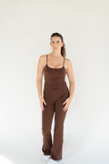 Lavoréa High Waist Flare Leggings in organic cotton, full length view showing the flared leg