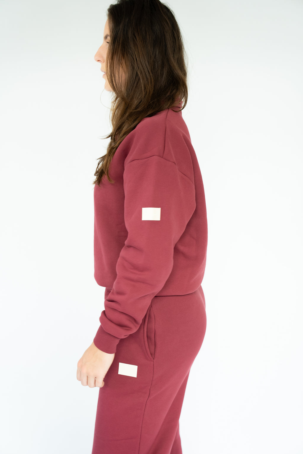MoNa The Label oversized burgundy polo sweater in heavyweight organic cotton, view 2