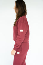 MoNa The Label oversized burgundy polo sweater in heavyweight organic cotton, view 2