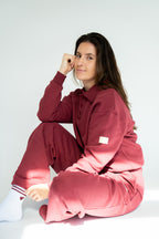 MoNa The Label oversized burgundy polo sweater in heavyweight organic cotton