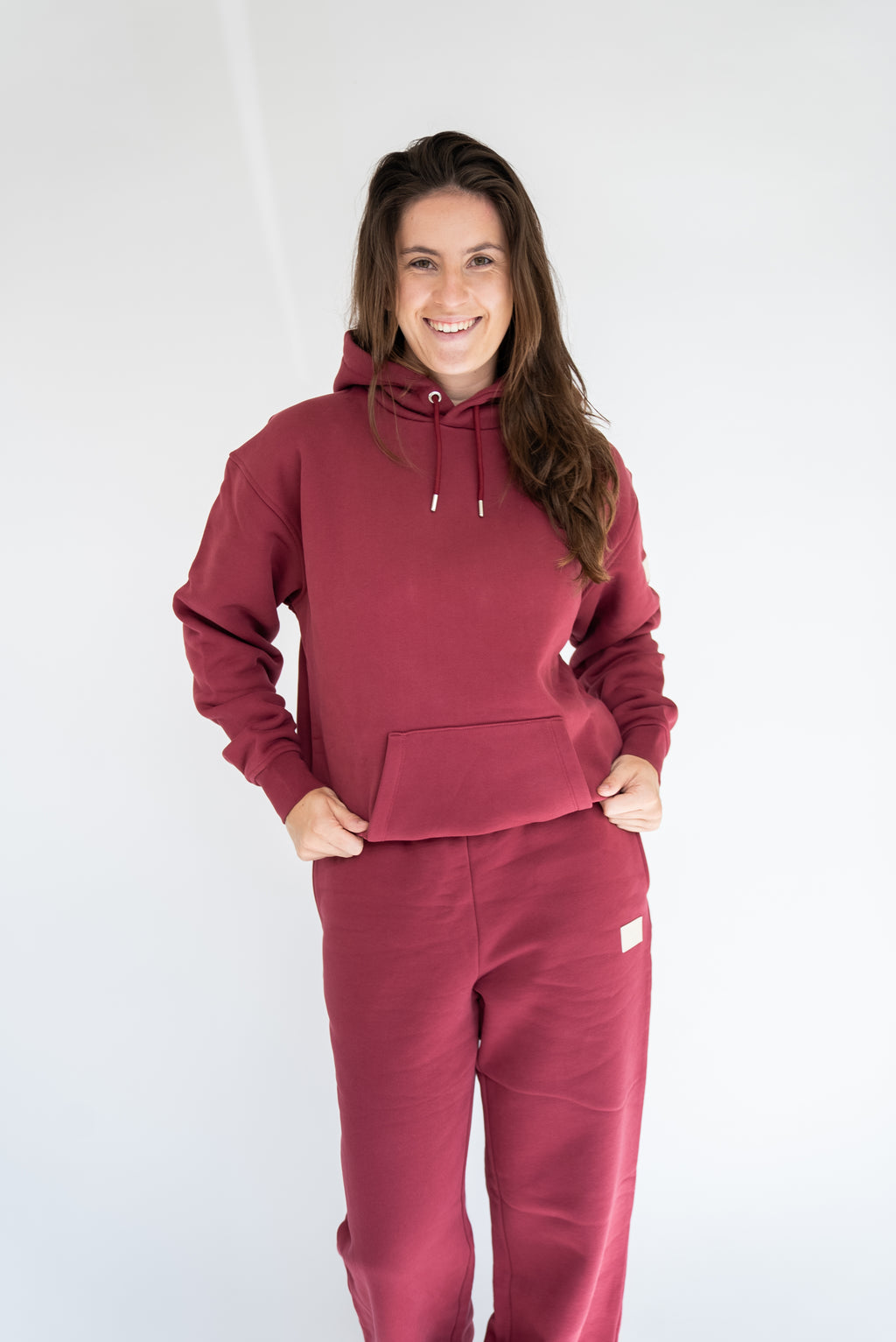 MoNa The Label oversized burgundy hoodie in heavyweight organic cotton, view 3