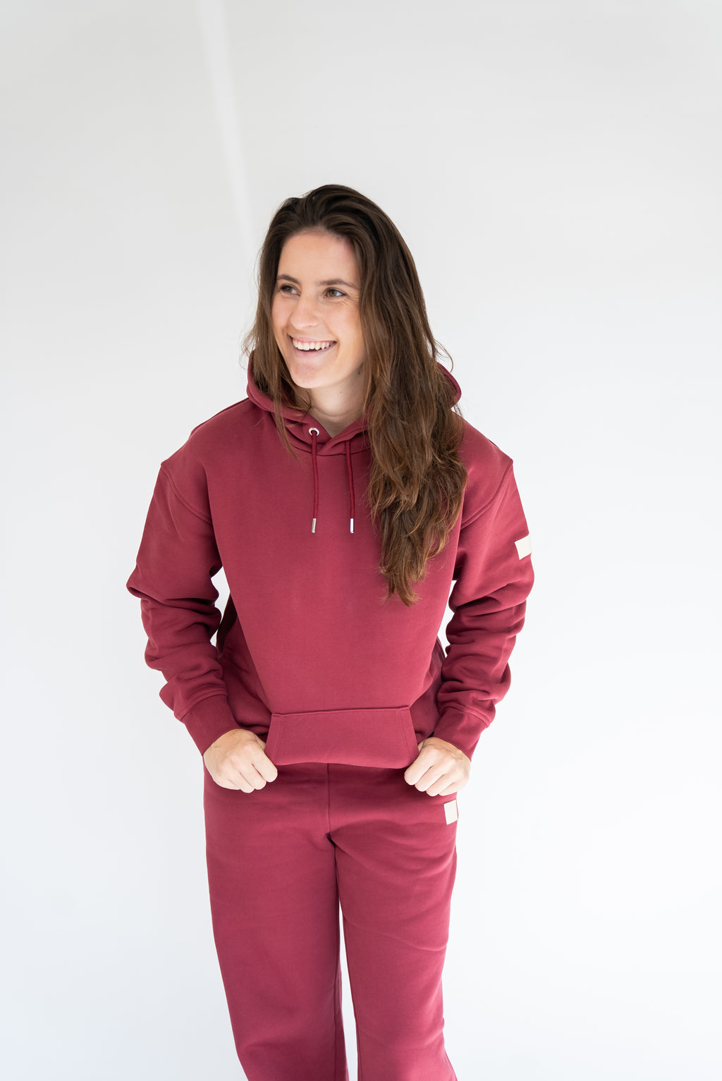 MoNa The Label oversized burgundy hoodie in heavyweight organic cotton