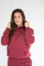 MoNa The Label oversized burgundy hoodie in heavyweight organic cotton, view 8