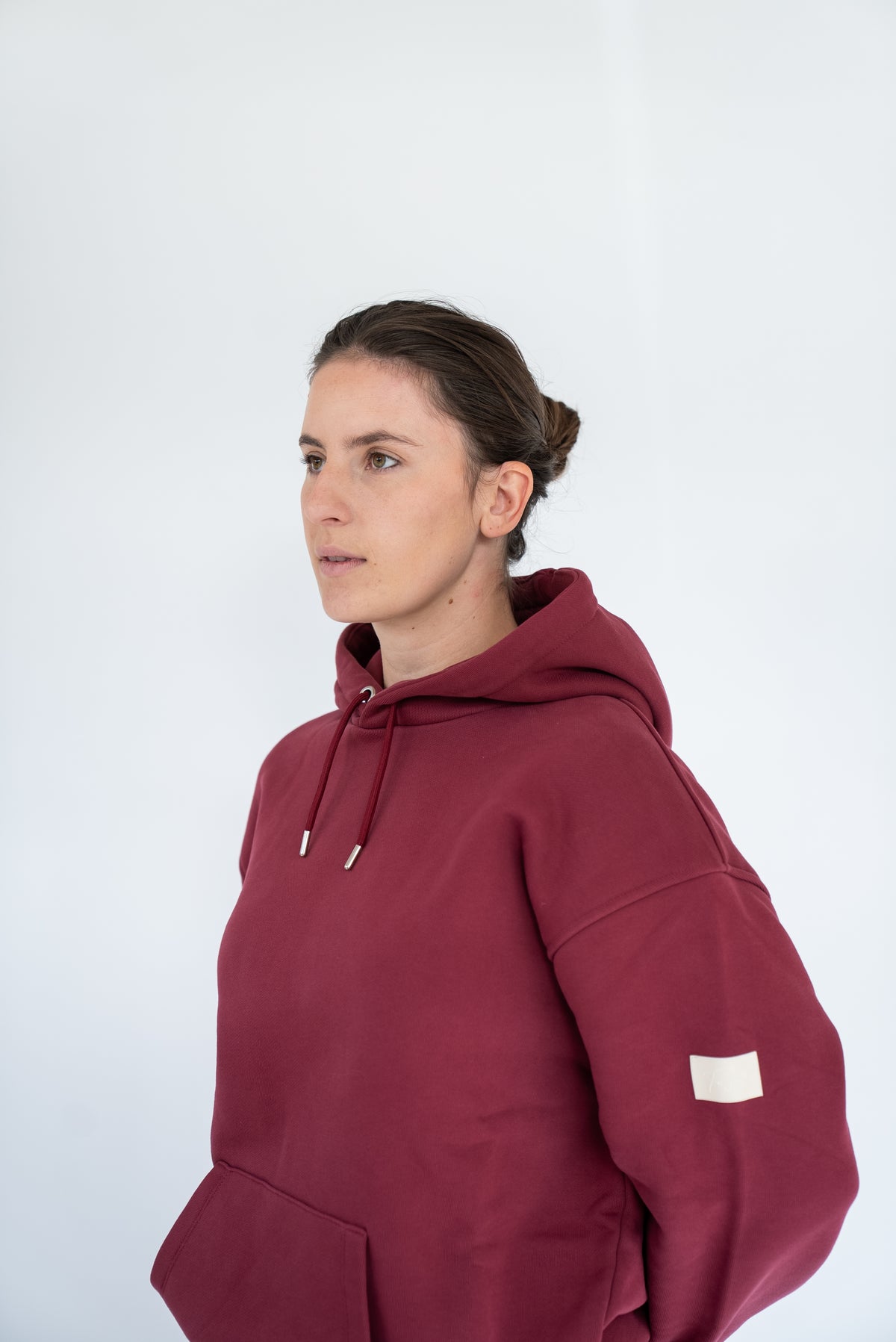 MoNa The Label oversized burgundy hoodie in heavyweight organic cotton, view 2