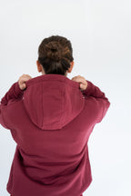 MoNa The Label oversized burgundy hoodie in heavyweight organic cotton, view 4