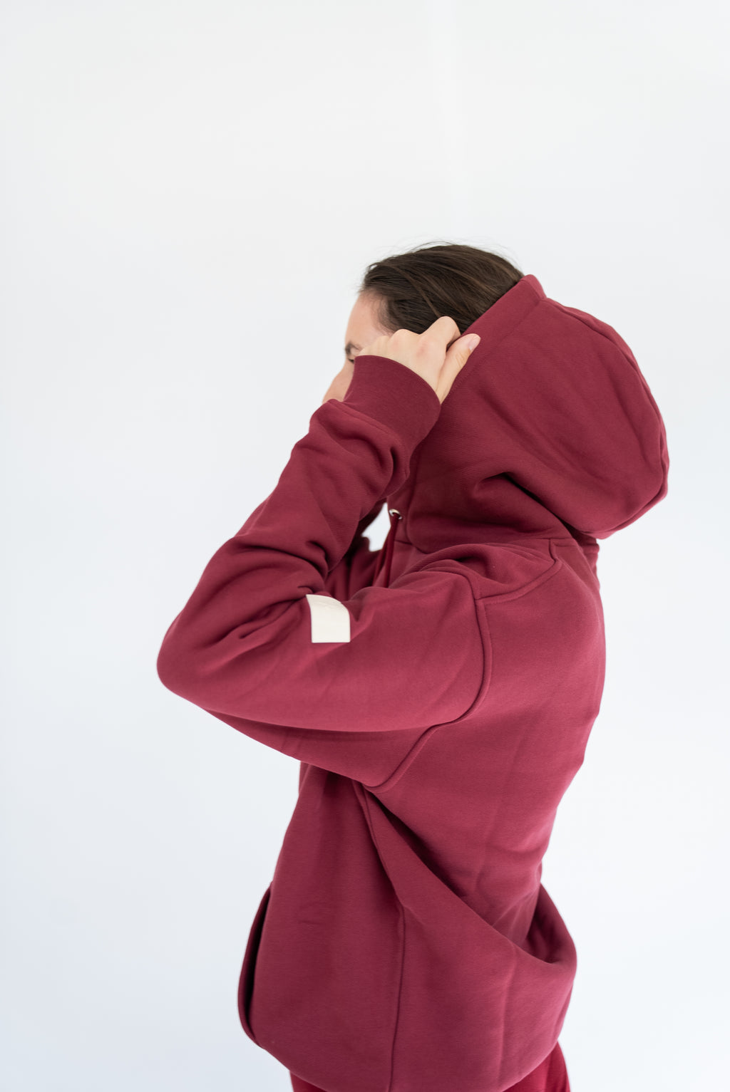 MoNa The Label oversized burgundy hoodie in heavyweight organic cotton, view 5