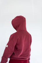 MoNa The Label oversized burgundy hoodie in heavyweight organic cotton, view 6