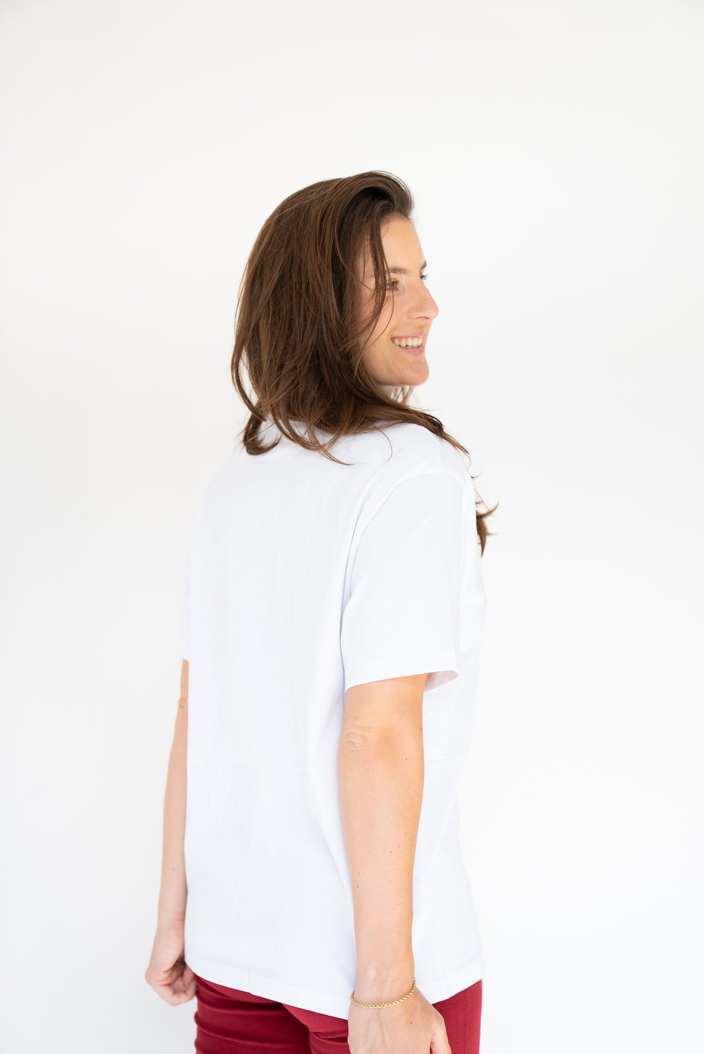 MoNa The Label slightly oversized white T-shirt in heavyweight organic cotton, view 3