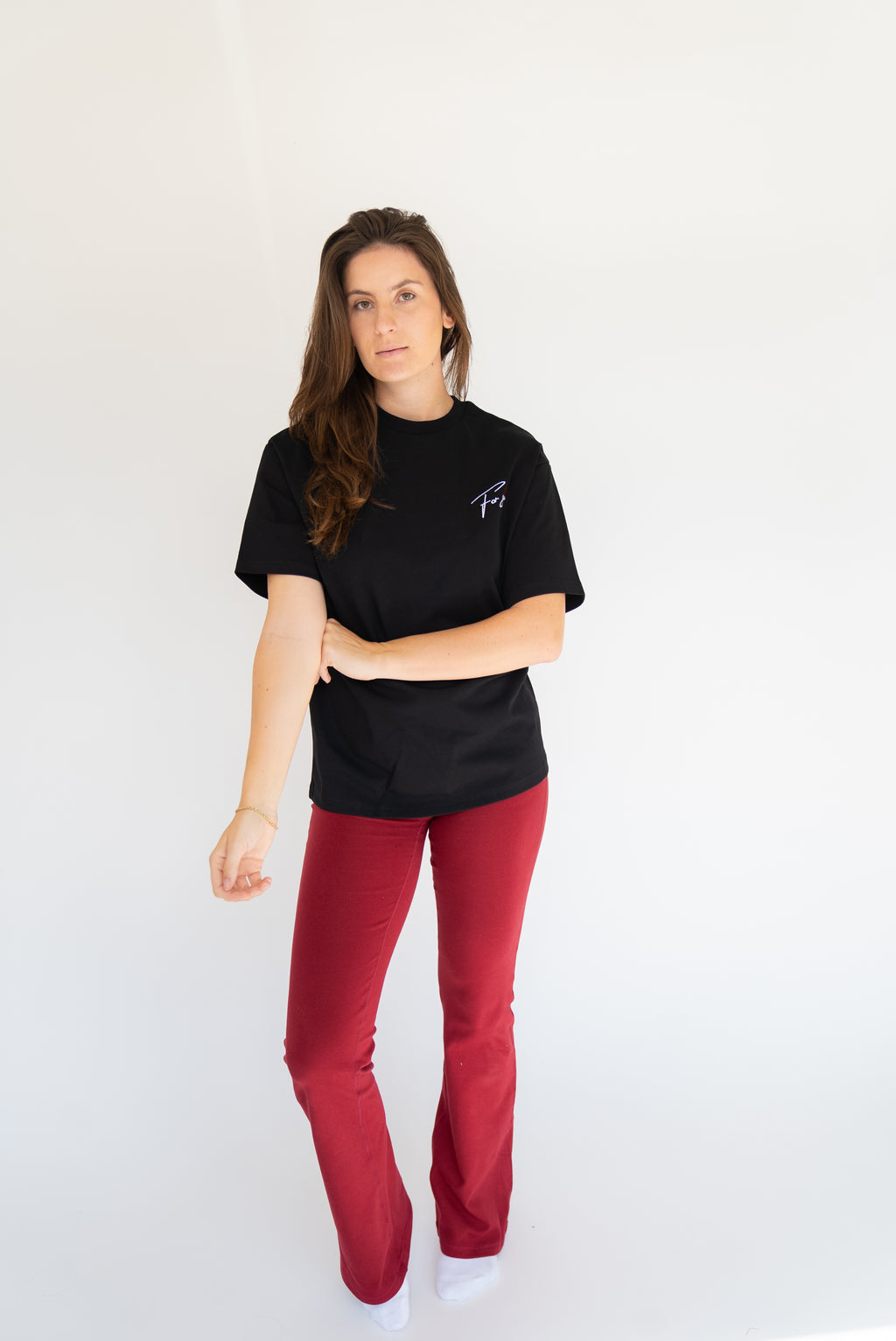 MoNa The Label slightly oversized black T-shirt in heavyweight organic cotton, view 3