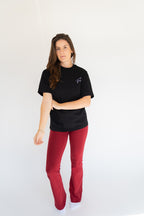 MoNa The Label slightly oversized black T-shirt in heavyweight organic cotton, view 3