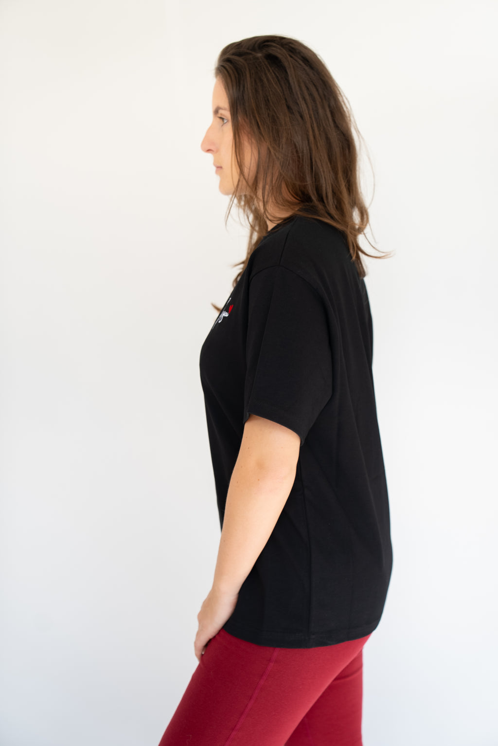 MoNa The Label slightly oversized black T-shirt in heavyweight organic cotton, view 4