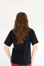 MoNa The Label slightly oversized black T-shirt in heavyweight organic cotton, view 5