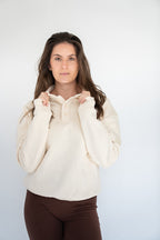 MoNa The Label oversized beige polo sweater in heavyweight organic cotton