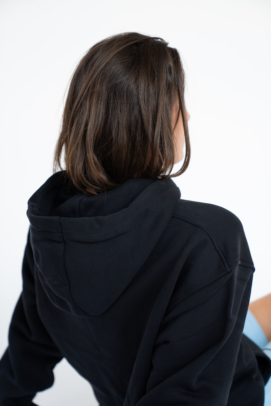 MoNa The Label oversized black hoodie in heavyweight organic cotton, view 3