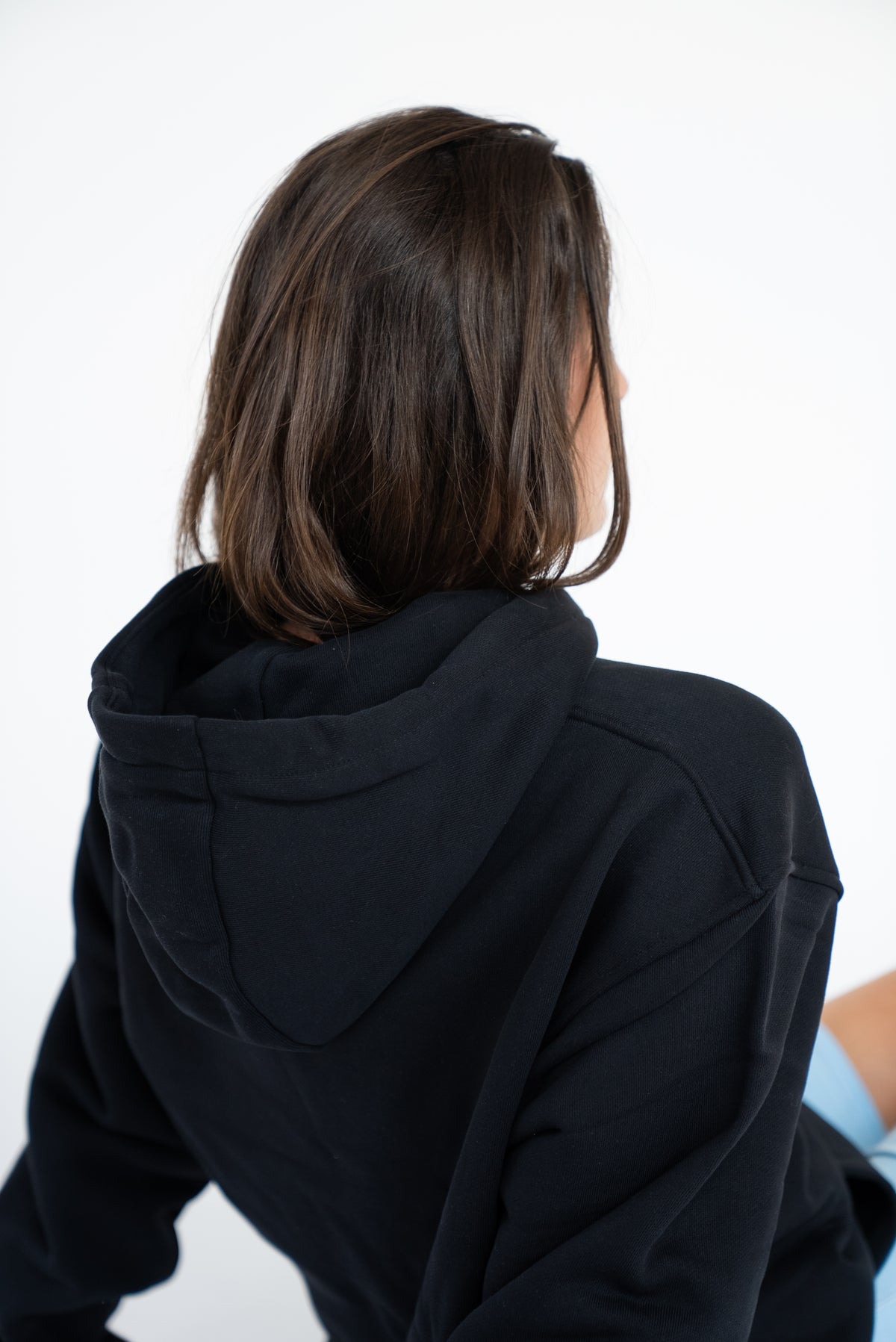 MoNa The Label oversized black hoodie in heavyweight organic cotton, view 3