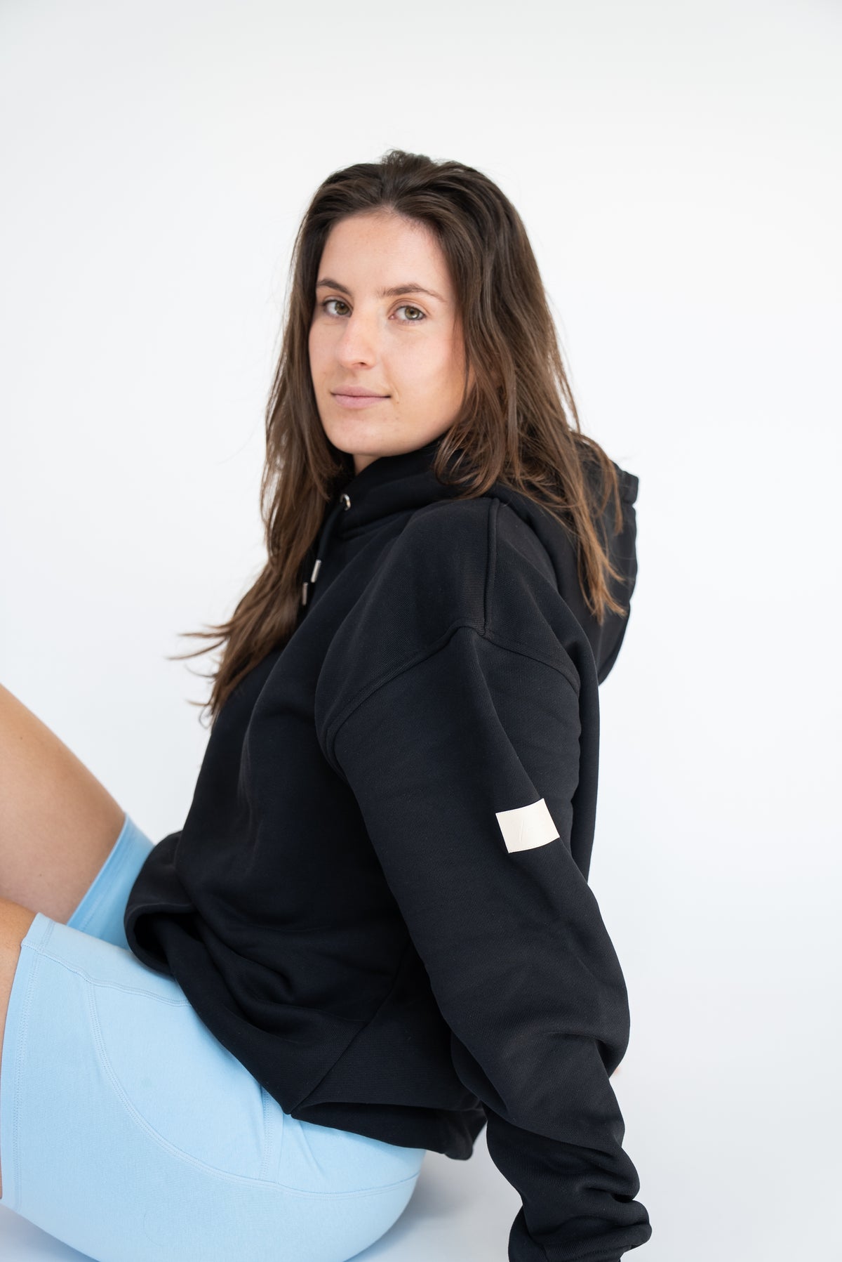MoNa The Label oversized black hoodie in heavyweight organic cotton, view 5