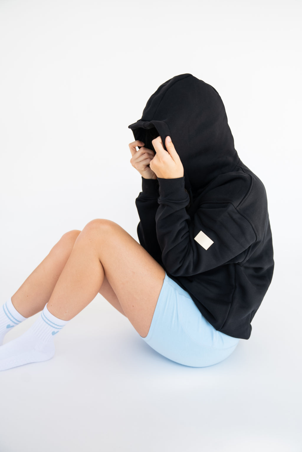 MoNa The Label oversized black hoodie in heavyweight organic cotton, view 2