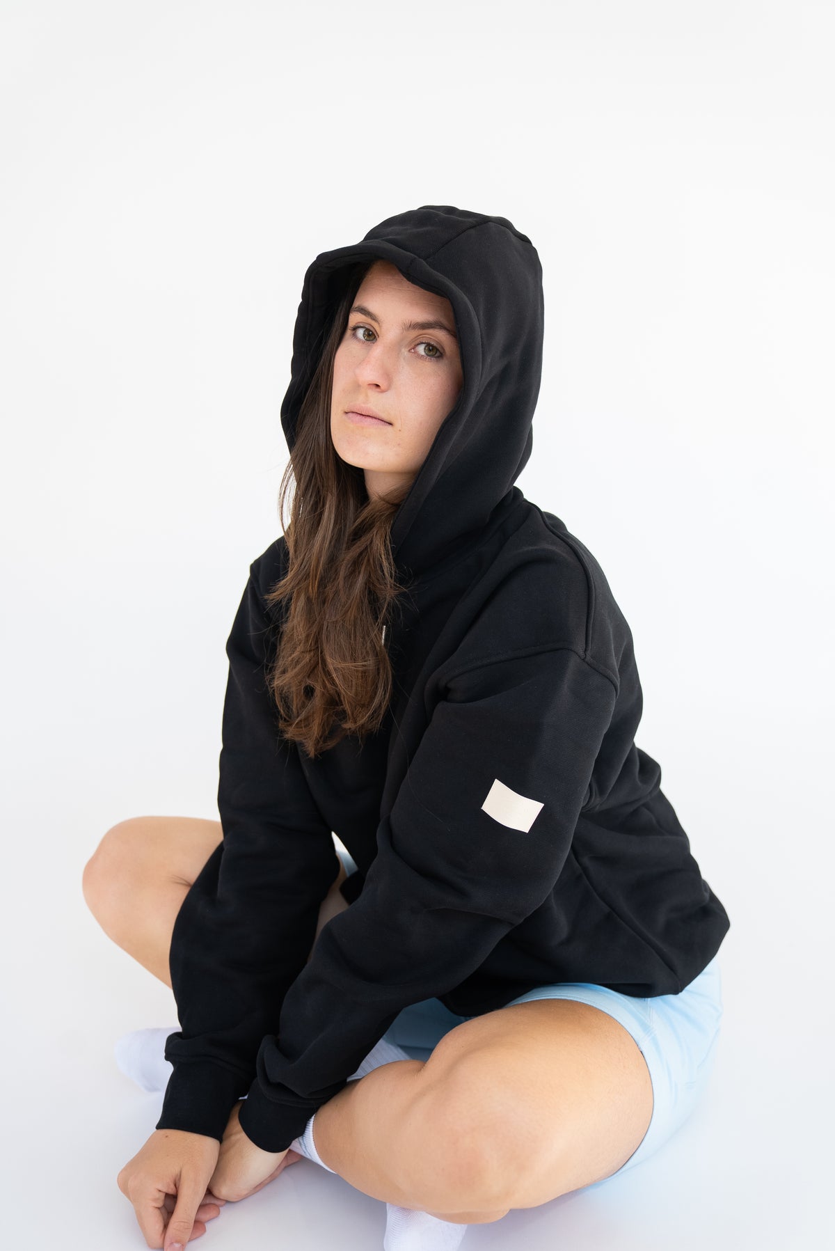 MoNa The Label oversized black hoodie in heavyweight organic cotton, view 8