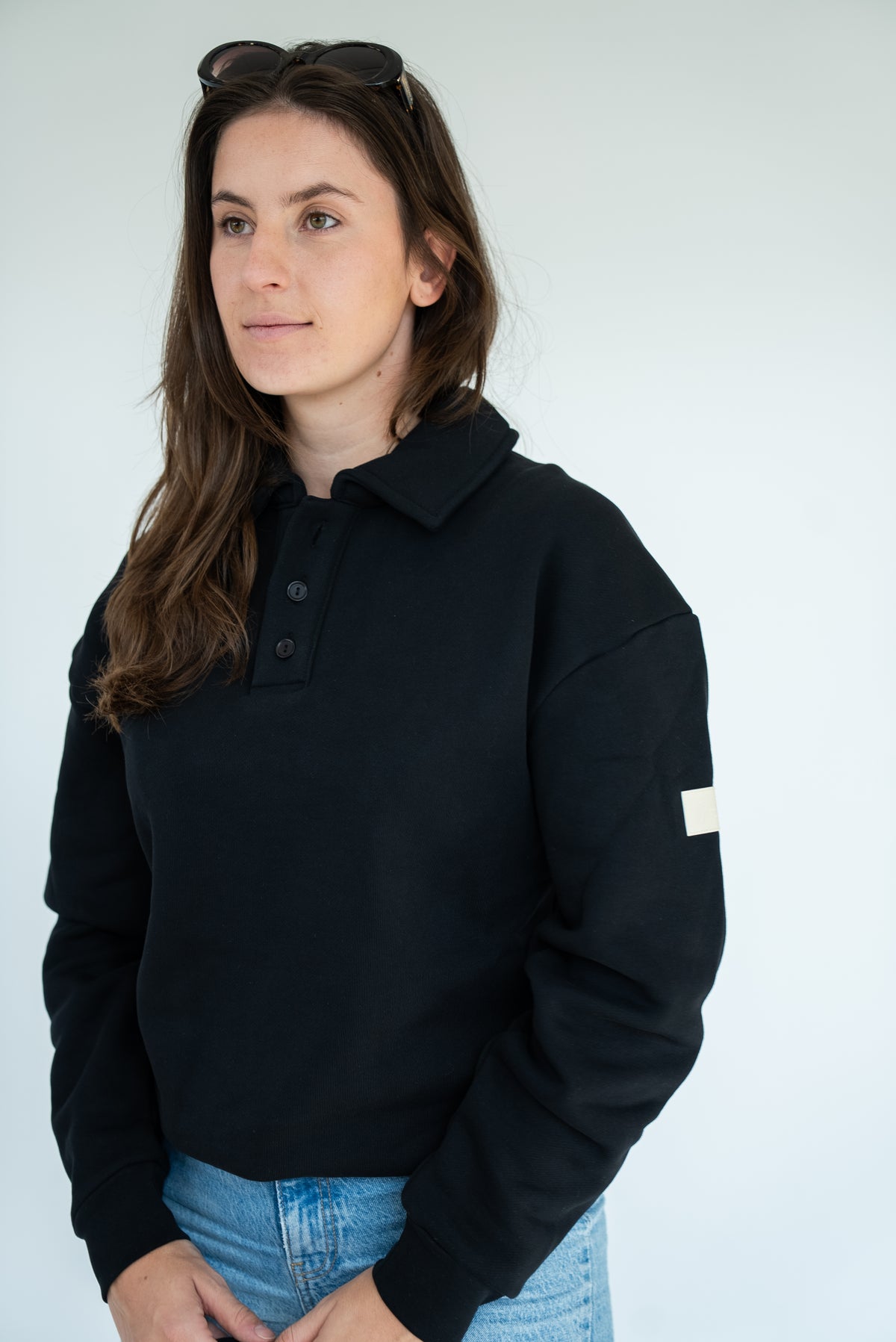 MoNa The Label oversized black polo sweater in heavyweight organic cotton