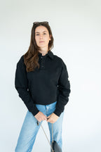 MoNa The Label oversized black polo sweater in heavyweight organic cotton, view 3